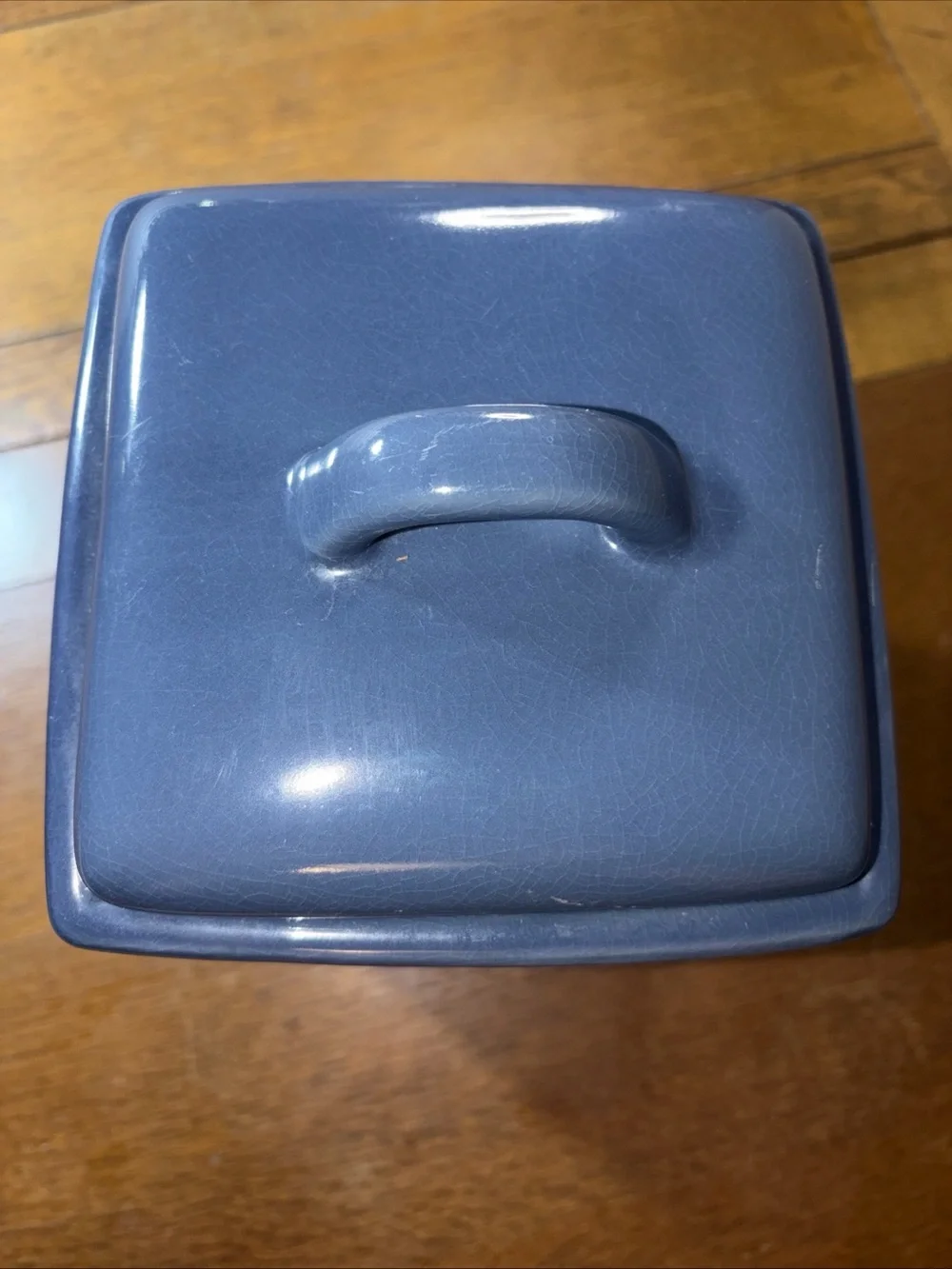 Vintage Lillian Vernon Kitchen Canister Blue Embossed Leaf Ceramic 11” - Picture 7 of 10